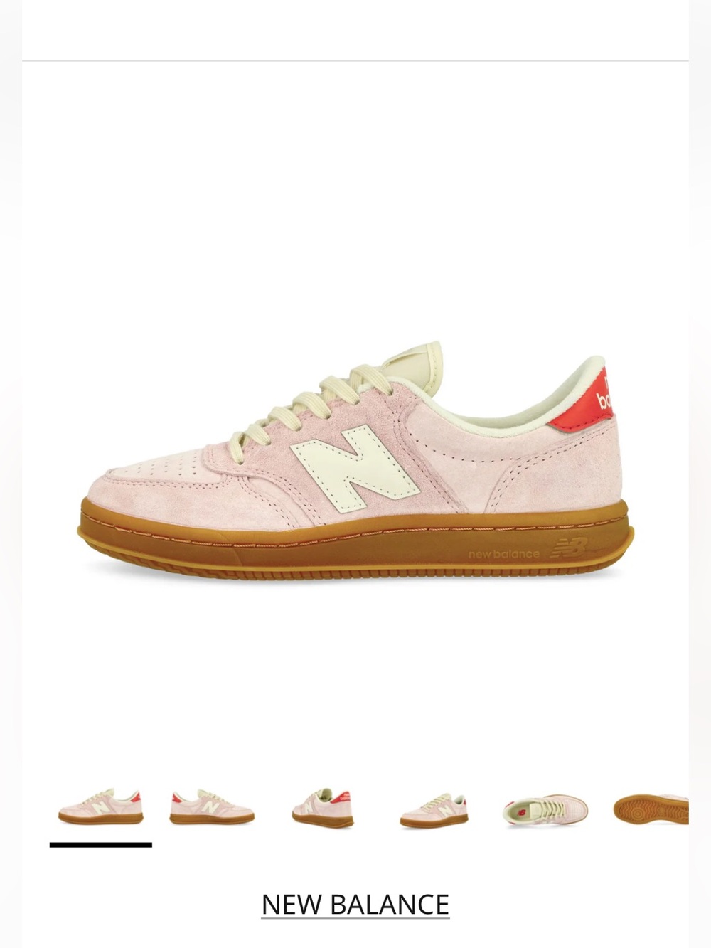New Balance Pink Suede Sneakers with Cream Accents and Gum Sole